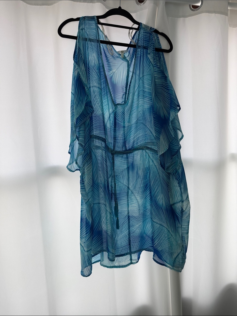 Blue Sheer Swim Coverup Tunic - Lightweight Beach Layer